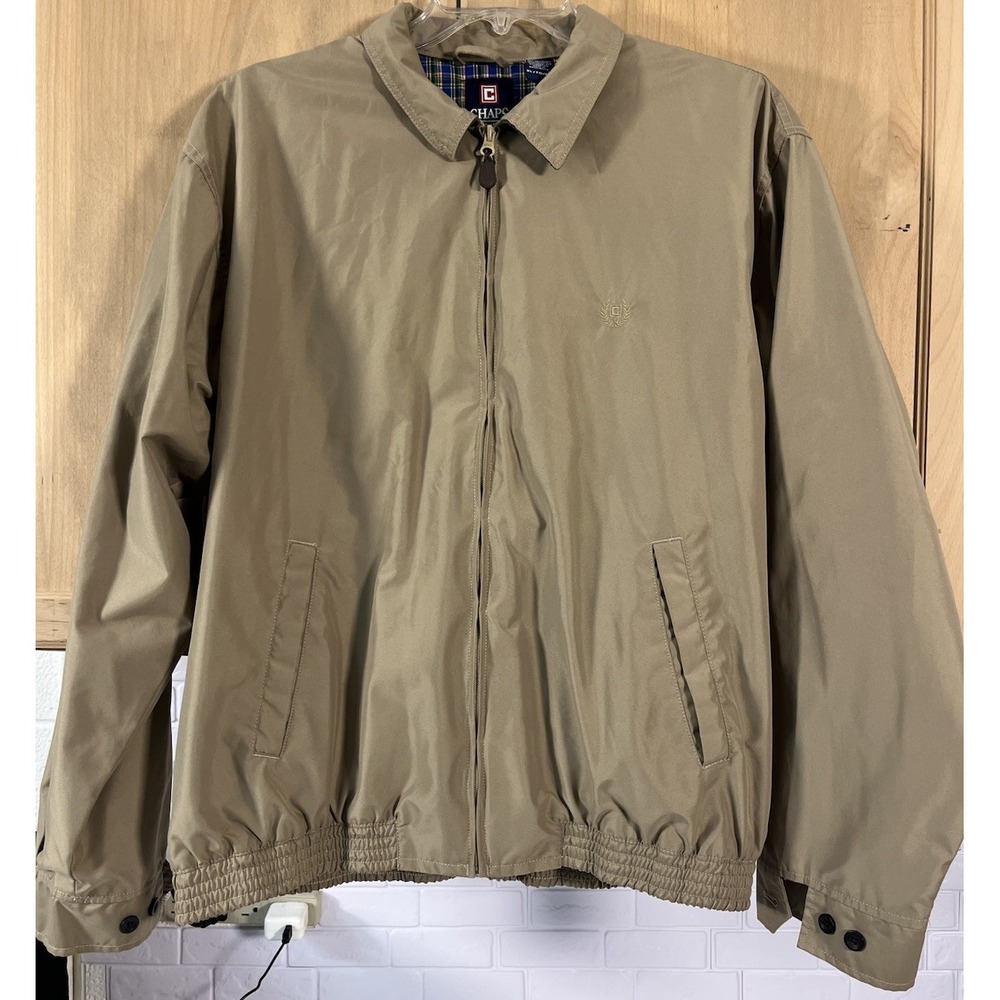 Chaps Jacket, Men's XL Full Zip, Bomber Classic‎ Pockets, Tan